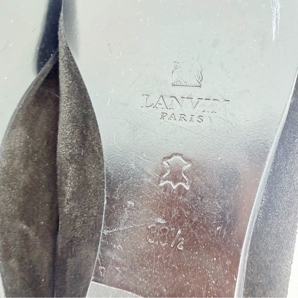 Lanvin Women’s size 38.5 Black Suede Gunmetal Loafers - Picture 11 of 12